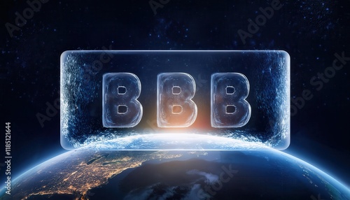 Ice Glass BBB Letters Representing Trust in Space photo