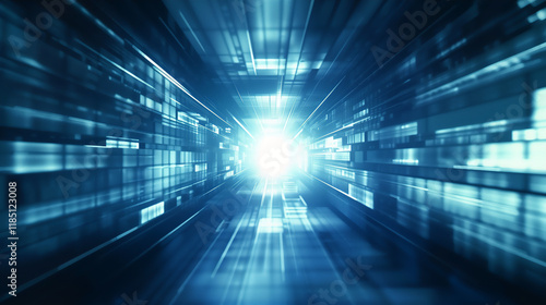 Wallpaper Mural Futuristic Tunnel with Bright Light Illustration for Science Fiction and Technology Projects Torontodigital.ca