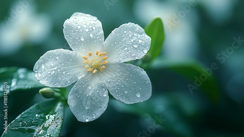 Dew-Kissed Jasmine Flower Close-Up Macro Shot