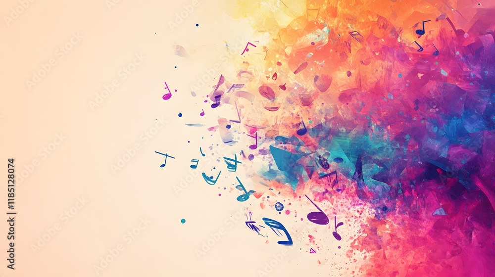 Obraz premium Abstract Colorful Music Notes Watercolor Painting