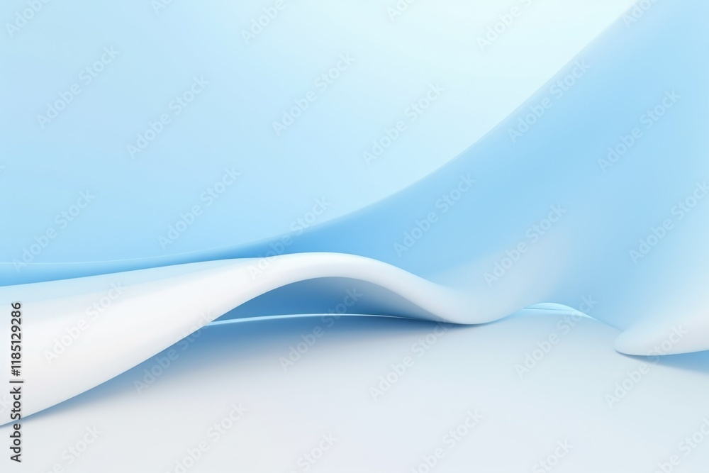 Fototapeta premium Blue and White Wave Background with diagonal ribbons, Upper Curve