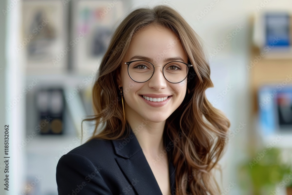 Confident businesswoman in professional attire close up of a beautiful, cheerful young woman Confident businesswoman in professional attire close up of a beautiful, cheerful young woman