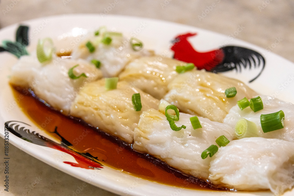 Steamed Vermicelli rice shrimp or prawn roll Steamed Vermicelli rice shrimp or prawn roll