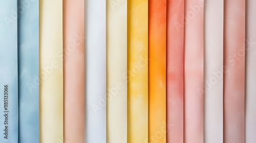 Colorful striped background. Texture design with white, yellow, orange and beige vertical lines. Color striped backdrop pattern. Abstract color striped wallpaper, vertical background