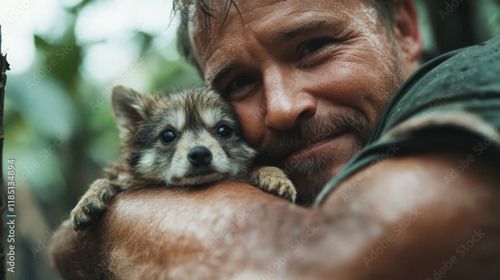 Obraz premium Veterinarian shows compassion while handling a small animal with care