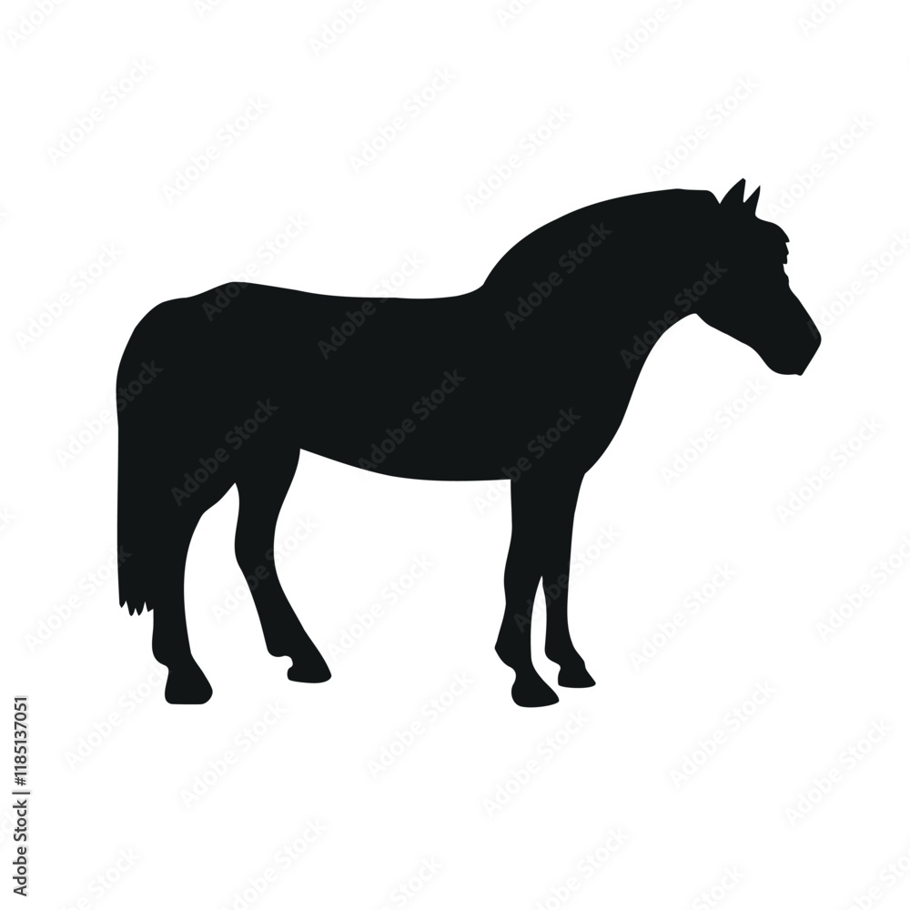 Obraz premium Vector hand drawn fjord horse silhouette isolated on white background