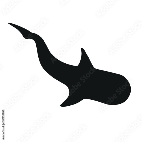 Vector hand drawn sketch doodle whale shark silhouette isolated on white background