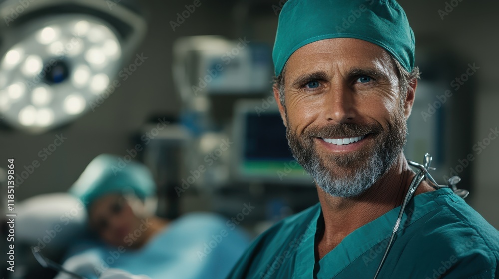 Surgeons collaborating in a critical procedure within a modern operating room Surgeons collaborating in a critical procedure within a modern operating room