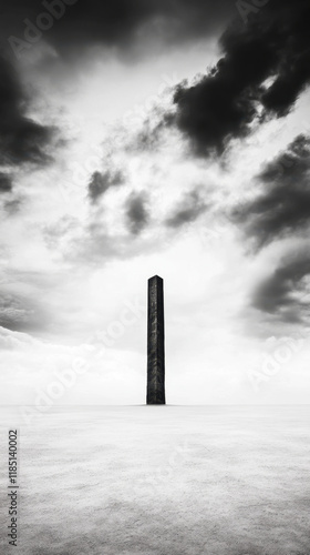 Truncated, A solitary, truncated obelisk stands in a desolate landscape, captured in a striking image perfect for artistic or architectural themes. photo