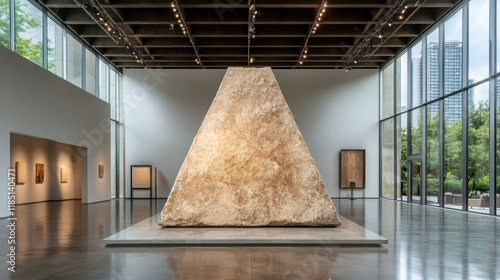 Truncated, A truncated pyramid sculpture displayed in a contemporary setting, perfect for modern art enthusiasts and interior design inspiration.