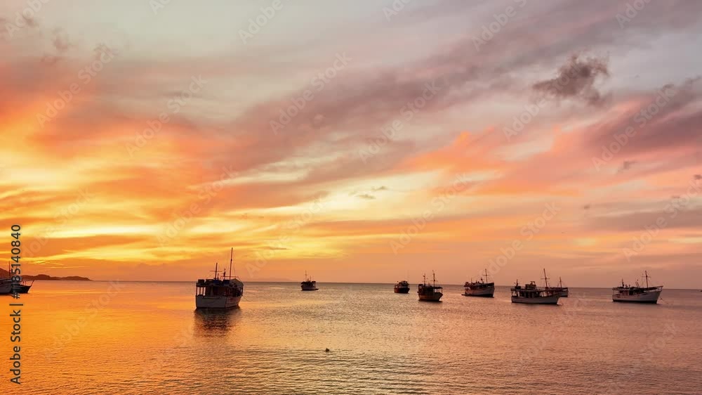 Fishing boats during a beautiful sunset in Juan Griego beach, Margarita Island. Venezuela Fishing boats during a beautiful sunset in Juan Griego beach, Margarita Island. Venezuela
