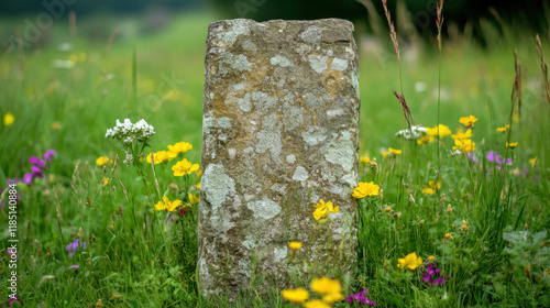 Truncated, A truncated stone column from an ancient ruin, showcasing historical architecture and archaeological significance. Ideal for heritage and culture themes. photo