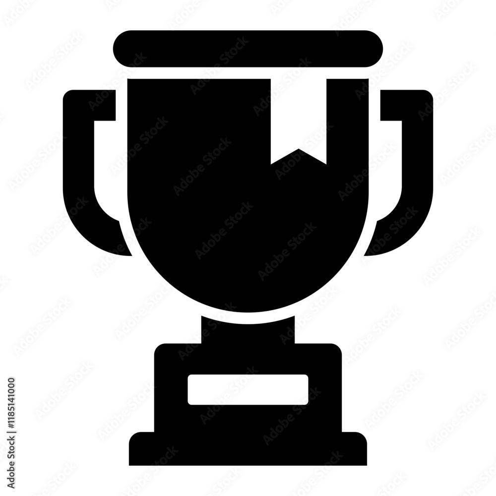 Trophy with ribbon glyph icon symbolizing recognition and achievement Trophy with ribbon glyph icon symbolizing recognition and achievement
