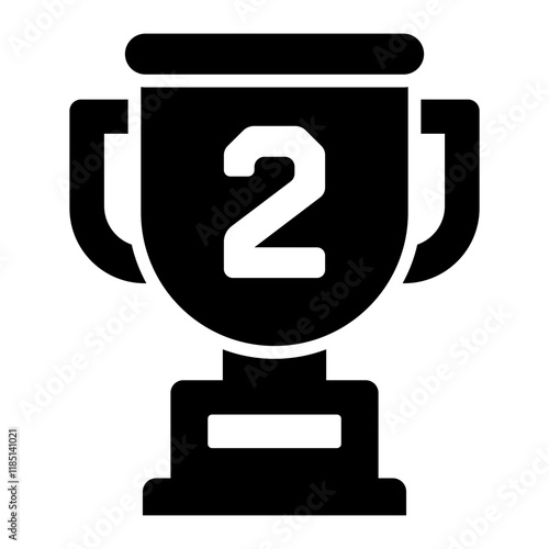 Second place trophy glyph icon representing runner up and achievement