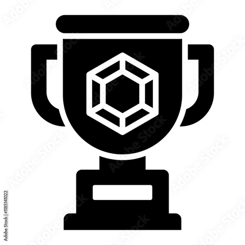 Trophy with jewelry glyph icon symbolizing luxury and prestigious awards
