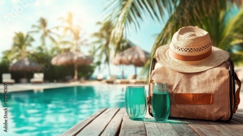 Discovering tranquility by the pool during a tropical getaway