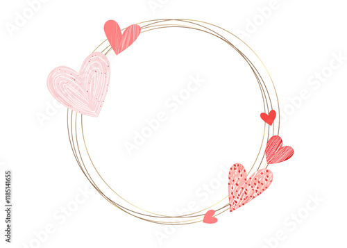 Lovely heart round shape frame and border. copy space. vector design.