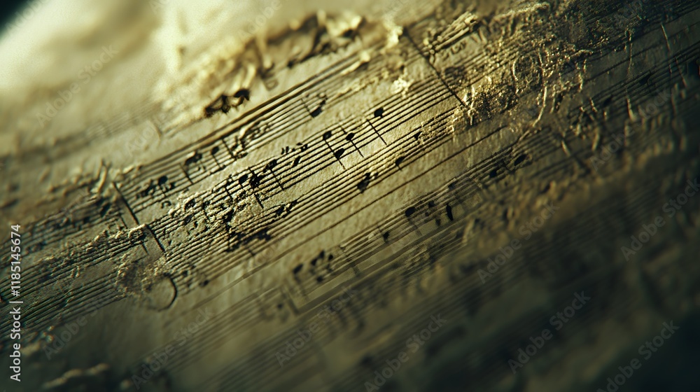 Fototapeta premium Aged and Damaged Sheet Music Close Up