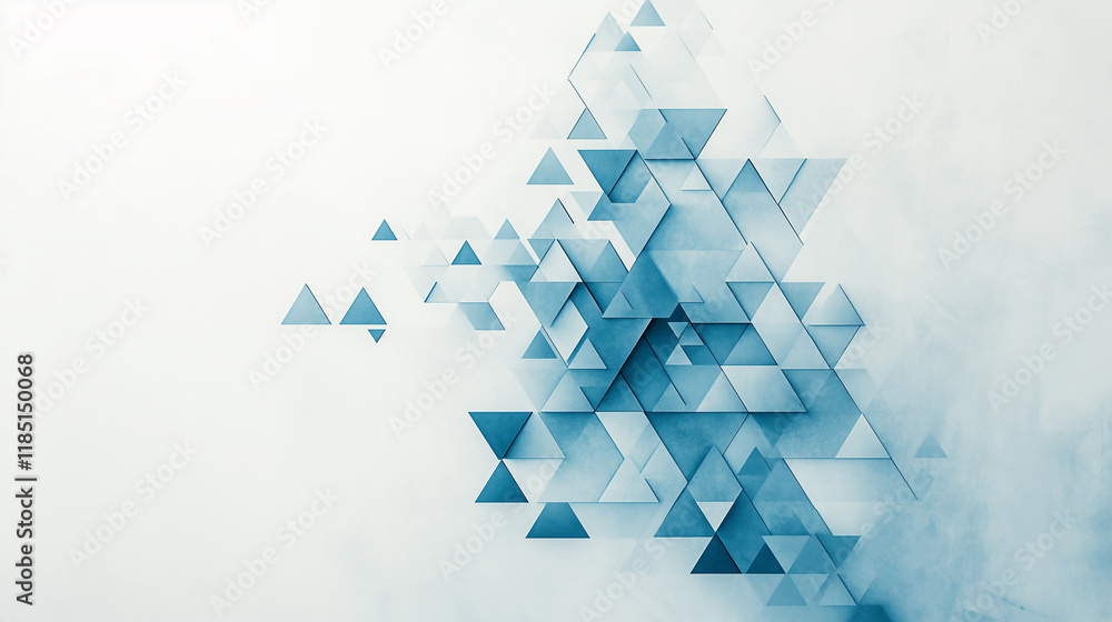 abstract composition of blue triangles on white background abstract composition of blue triangles on white background