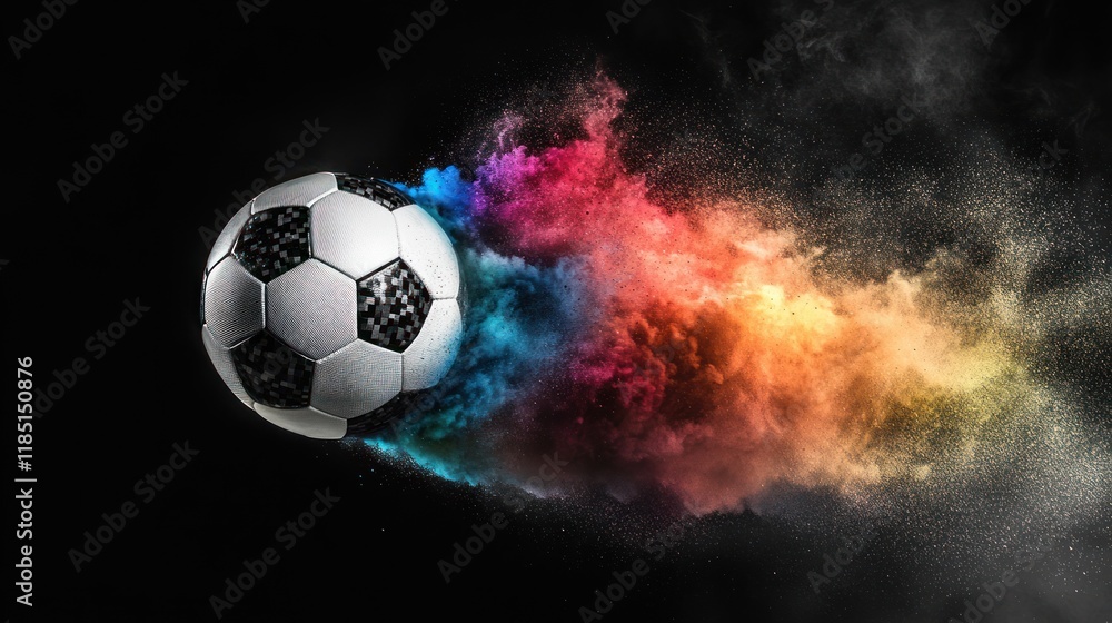 Fototapeta premium Soccer Ball Exploding in a Rainbow of Colors