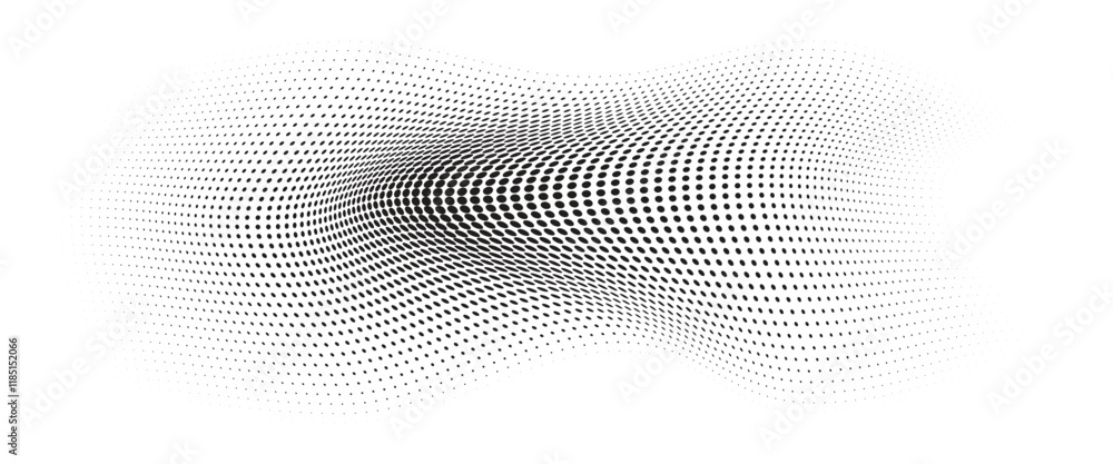 Flowing Wave Dot Halftone Pattern: Curve Gradient Shape on Transparent Background. Suitable for AI, Tech, Network, Digital, Science, and Technology Themes. Flowing Wave Dot Halftone Pattern: Curve Gradient Shape on Transparent Background. Suitable for AI, Tech, Network, Digital, Science, and Technology Themes.