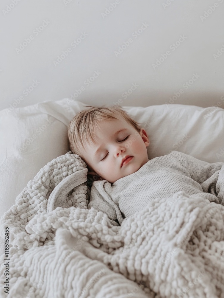 Peaceful sleep of a caucasian young child in cozy blankets Peaceful sleep of a caucasian young child in cozy blankets