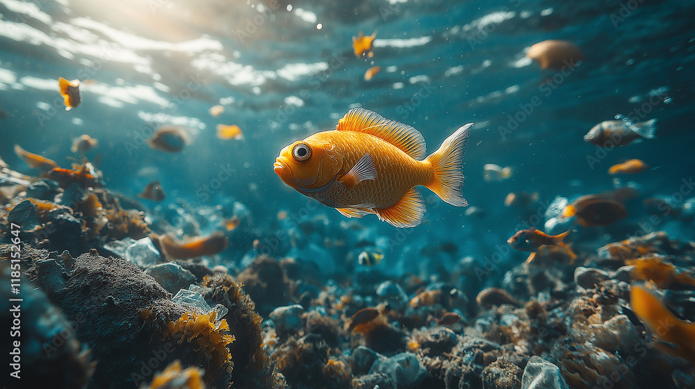 Fototapeta premium pollution of the ocean and nature harm to animals ,protection of nature and animals ,cleanliness