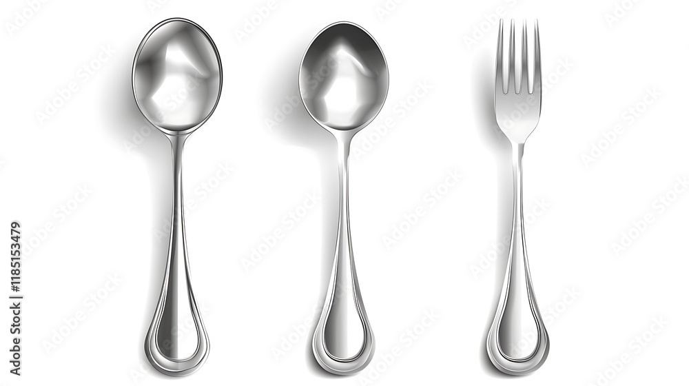 premium realistic vector illustration of silver utensils fork and spoon for dining and kitchen cutlery design
premium realistic vector illustration of silver utensils fork and spoon for dining and kitchen cutlery design