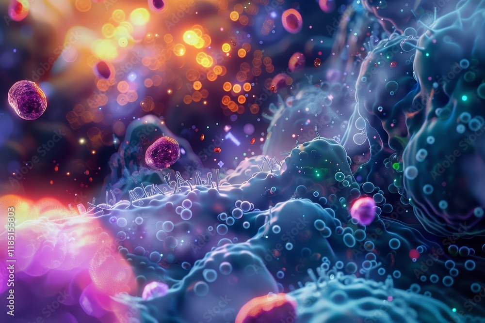 Abstract cellular landscape with vibrant colors Abstract cellular landscape with vibrant colors