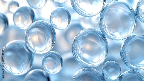 Wallpaper Mural Abstract background of translucent blue spheres, floating in space. Torontodigital.ca