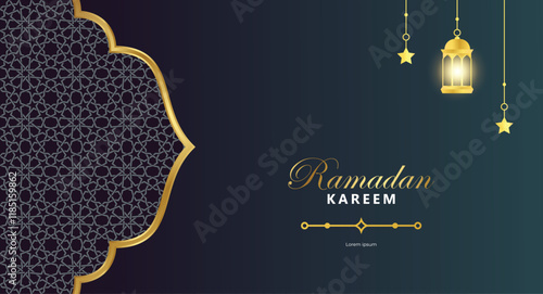 Ramadan Arabic Islamic background with lantern and star ornaments