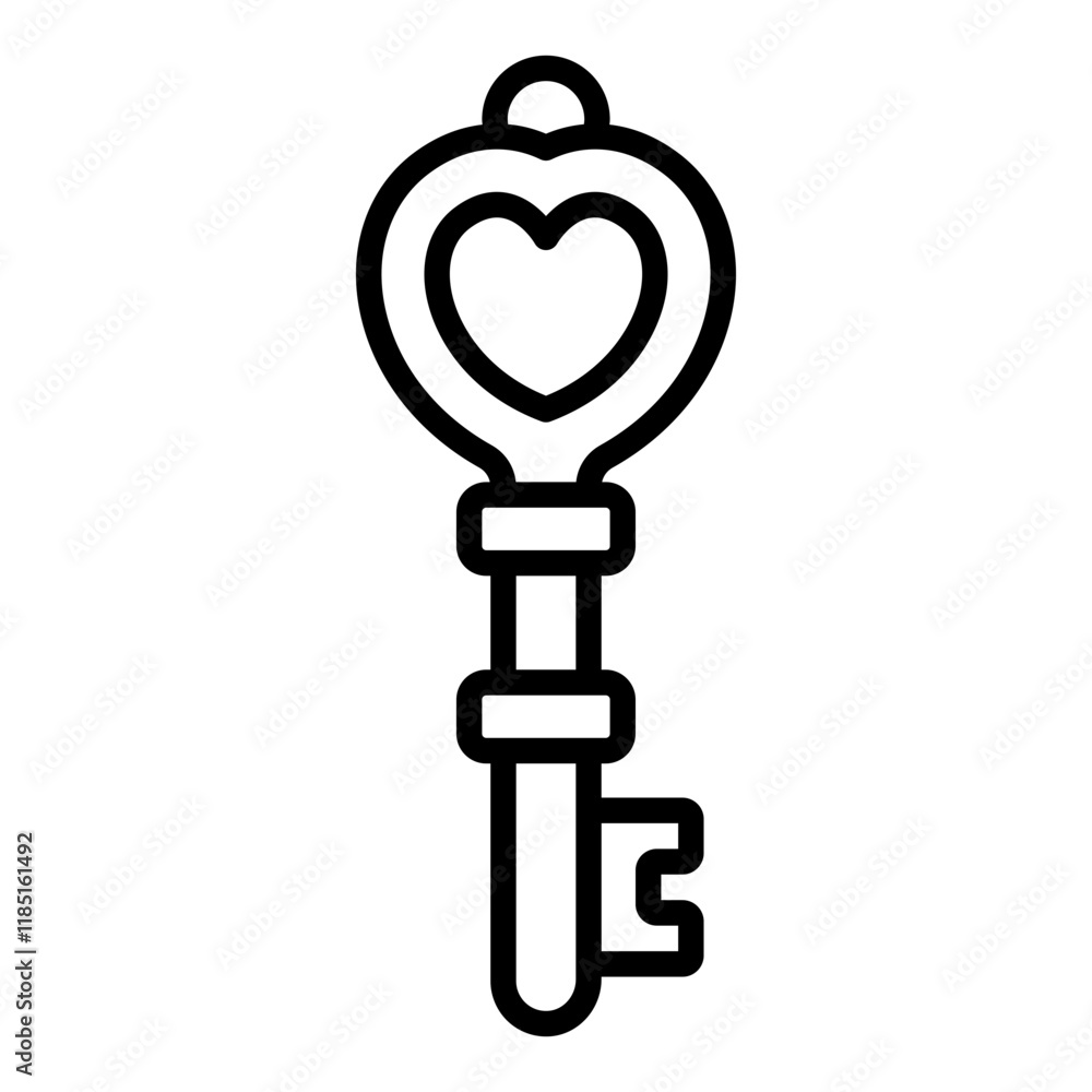skeleton key with heart head shape outline icon for security secure skeleton key with heart head shape outline icon for security secure