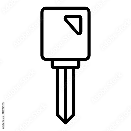 square key with notch outline icon for security secure