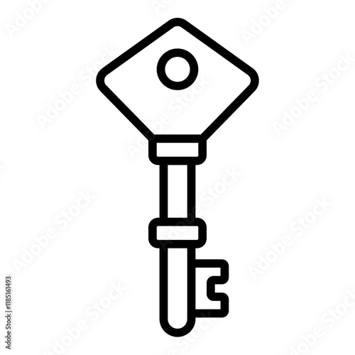 diamond shape skeleton key outline icon for security secure