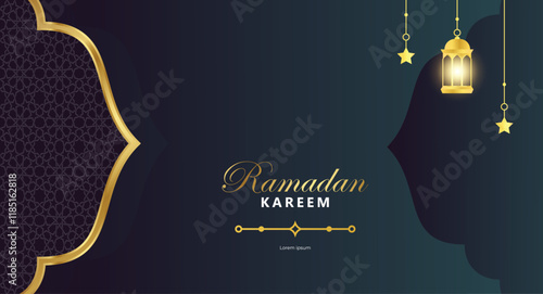 Ramadan Arabic Islamic background with lantern and star ornaments