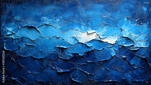 Textured blues, oil. photo