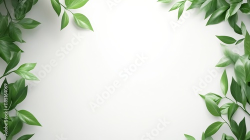 Wallpaper Mural Lush Green Leaves on a Fresh White Background Ideal for Nature Inspired Designs, Organic Themes, and Eco-Friendly Projects Featuring Natural Beauty Torontodigital.ca