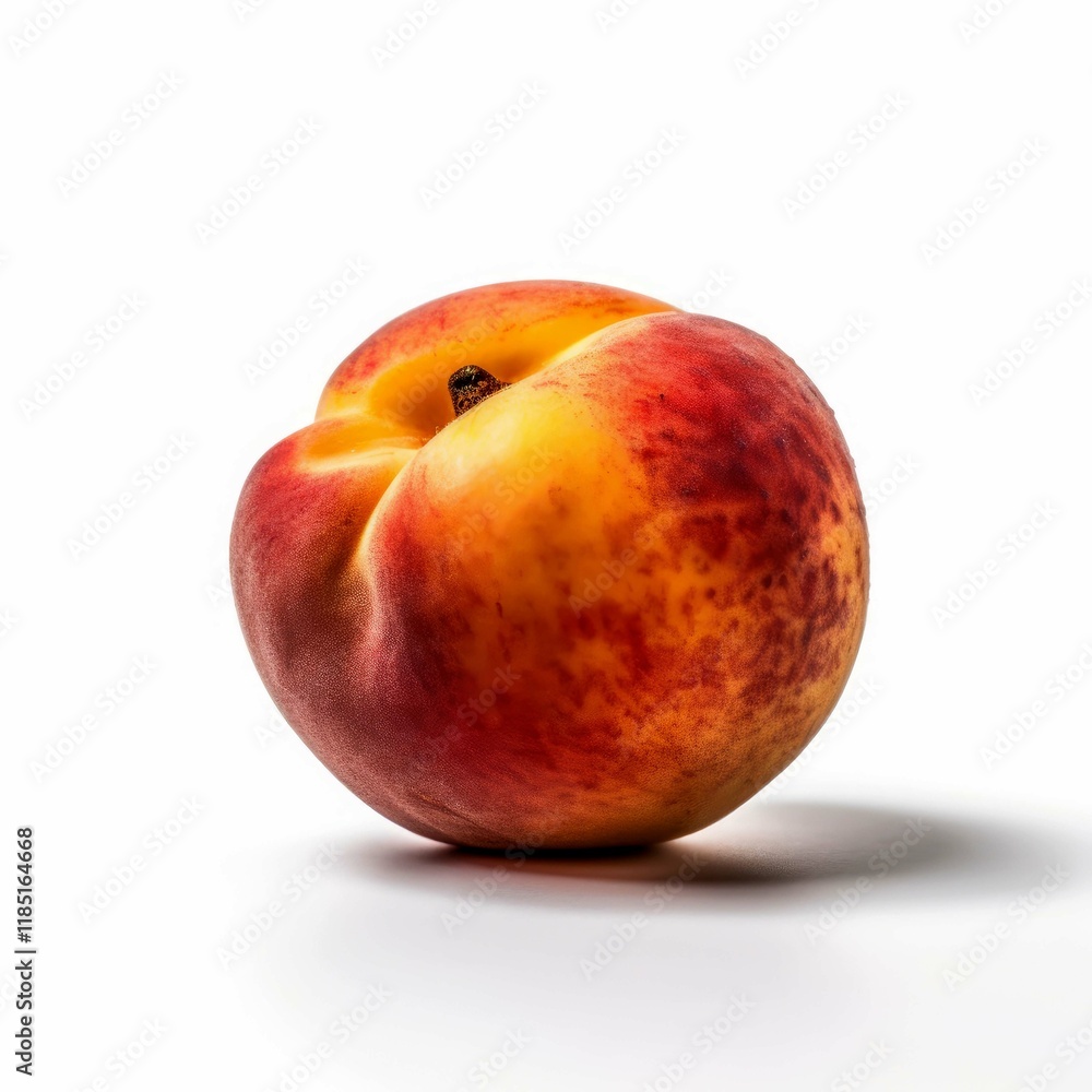 A single ripe peach, vibrant in color and juicy in texture, sits against a stark white background. The image is a stunning still life, capturing the essence of summer's bounty. A single ripe peach, vibrant in color and juicy in texture, sits against a stark white background. The image is a stunning still life, capturing the essence of summer's bounty.