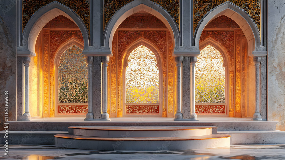 Fototapeta premium Palace arches sunset product display