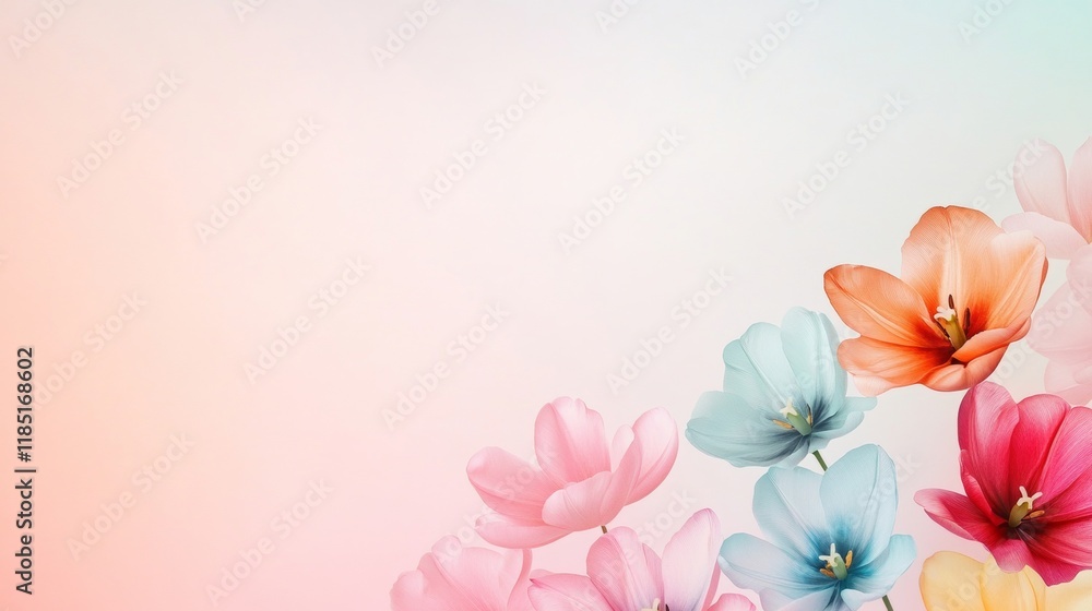 Obraz premium Delicate Pastel Tulip Watercolor Art for Woman’s Day Celebration 11