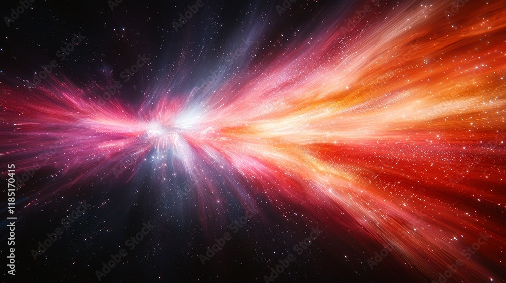 Colorful cosmic rays burst from center. Colorful cosmic rays burst from center.