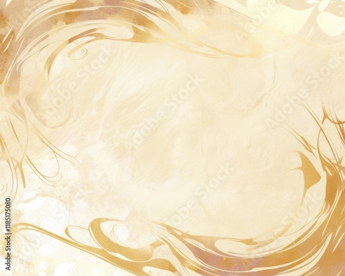 Abstract gold wavy hairline frame background