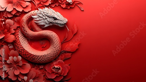 Chinese New Year.lunar new year,year of the snake. symbolizes the Lunar New Year of China