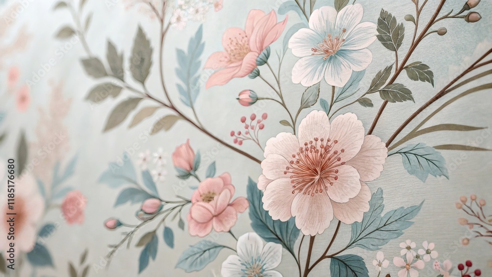 custom made wallpaper toronto digitalDelicate floral patterns in soft muted tones