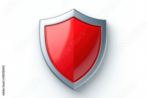 Free Download Bold red shield icon with sleek silver outline, symbolizing protection and security - GFXLoad