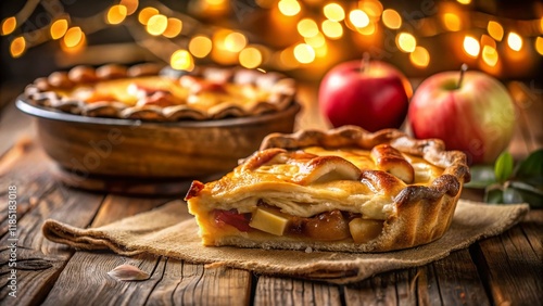 Delicious Homemade Pie with Bokeh Background - Rustic Kitchen Setting photo