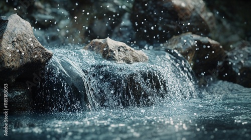 Wallpaper Mural Fresh water cascading down rocks in pristine stream Torontodigital.ca