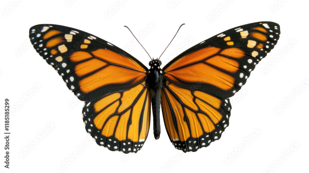 Fototapeta premium Danaus Plexippus Monarch Butterfly, isolated transparent background