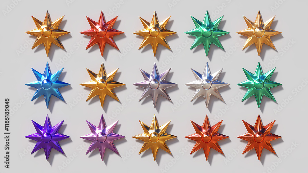 Starburst sticker 3d render set - collection of round sun burst or star shape badges for promo. starshade. illustration. Starshade. Illustration Starburst sticker 3d render set - collection of round sun burst or star shape badges for promo. starshade. illustration. Starshade. Illustration
