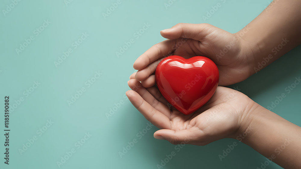 Hands Gently Holding a Red Heart Hands Gently Holding a Red Heart